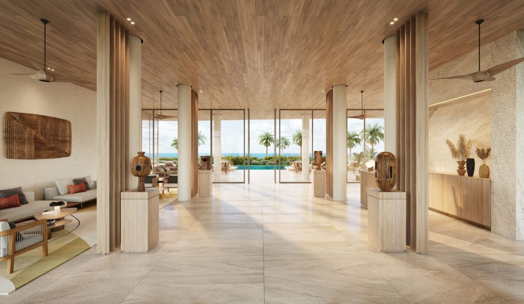 Lobby at the Mandarin Oriental Residences, Grand Cayman.